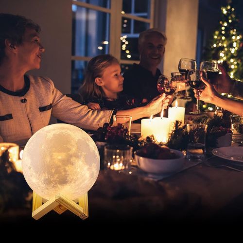  [아마존베스트]GDPETS Moon Lamp Moon Night Light，3D Printing 16 Colors Moon Light with Stand & Remote &Touch Control and USB Rechargeable Decorative Light Up Moon Light for Baby Kids Lover Birthday Part