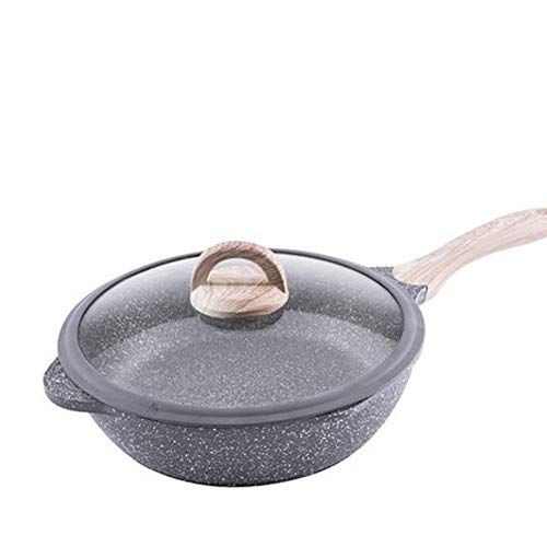  GDSKL Deep Frying Pan/Wok Free Stone Derived Non Stick Coating Bakelite Handle with Wood Effect Suitable for All Stove Including Induction Cooking Pot