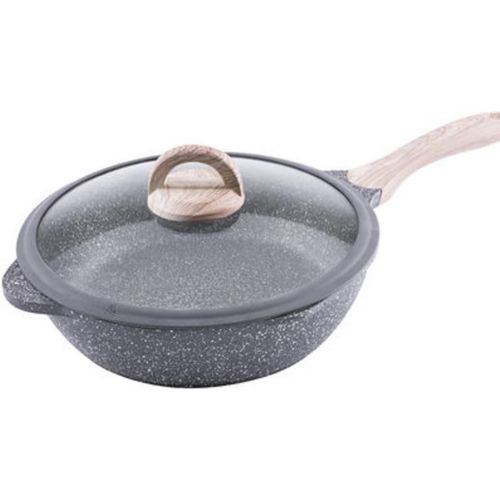  GDSKL Deep Frying Pan/Wok Free Stone Derived Non Stick Coating Bakelite Handle with Wood Effect Suitable for All Stove Including Induction Cooking Pot