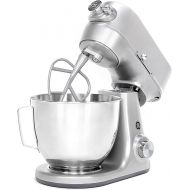 GE Tilt-Head Electric Stand Mixer | 7-Speed, 350-Watt Motor | Includes 5.3-Quart Bowl, Flat Beater, Dough Hook, Wire Whisk & Pouring Shield | Countertop Kitchen Essentials | Granite Gray