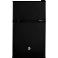 GE Mini Fridge With Freezer | 3.1 Cubic Ft. | Double-Door Design With Glass Shelves, Crisper Drawer & Spacious Freezer | Small Refrigerator Perfect for the Garage, Dorm Room, or Bedroom | Black
