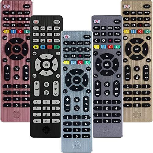  [아마존베스트]GE Universal Remote Control for Samsung, Vizio, LG, Sony, Sharp, Roku, Apple TV, RCA, Panasonic, Smart TVs, Streaming Players, Blu-ray, DVD, Simple Setup, 4-Device, Silver, 33709