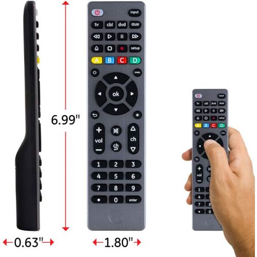  [아마존베스트]GE Universal Remote Control for Samsung, Vizio, LG, Sony, Sharp, Roku, Apple TV, RCA, Panasonic, Smart TVs, Streaming Players, Blu-ray, DVD, Simple Setup, 4-Device, Graphite, 33711