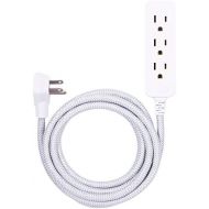 [아마존베스트]GE Designer Extension Cord With Surge Protection, Braided Power Cord, 8 ft, 3 Grounded Outlets, Flat Plug, Premium, Gray/White, 38433