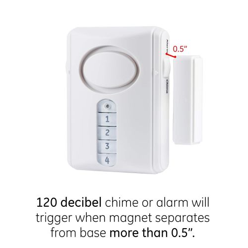  [아마존베스트]GE Deluxe Wireless Door Alarm, 120 Decibel, Alarm or Entry Chime, Indoor Personal Security, with Keypad Activation, 45117