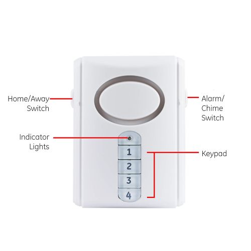  [아마존베스트]GE Deluxe Wireless Door Alarm, 120 Decibel, Alarm or Entry Chime, Indoor Personal Security, with Keypad Activation, 45117