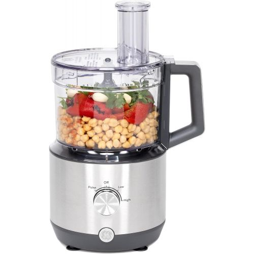  GE Food Processor 12 Cup Complete With 3 Feeding Tubes, Stainless Steel Mixing Blade & Shredding Disc 3 Speed Great for Shredded Cheese, Chicken & More Kitchen Essentials 550 Watts