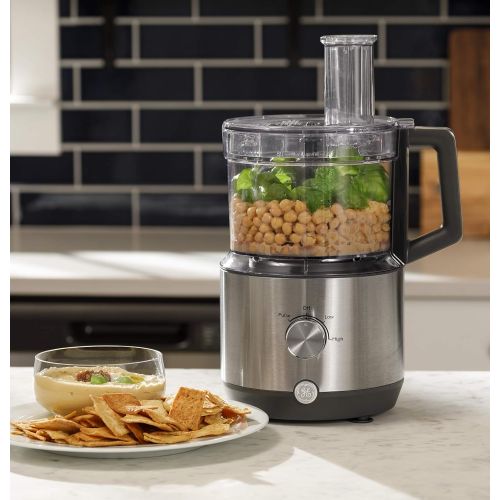  GE Food Processor 12 Cup Complete With 3 Feeding Tubes & Stainless Steel Accessories - 3 Discs + Dough Blade 3 Speed Great for Shredded Cheese, Chicken & More Kitchen Essentials 55