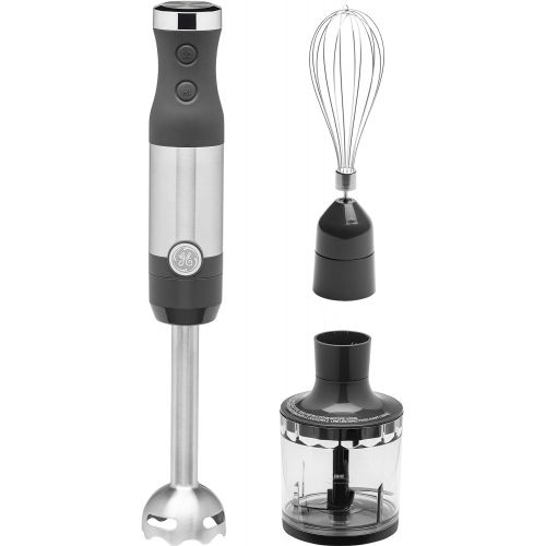  GE Immersion Blender Handheld Blender for Shakes, Smoothies, Baby Food & More Includes Whisk & Blending Jar 2-Speed Interchangeable Attachment for Easy Clean 500 Watts Stainless St