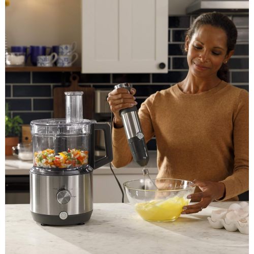  GE Immersion Blender Handheld Blender for Shakes, Smoothies, Baby Food & More Includes Whisk & Blending Jar 2-Speed Interchangeable Attachment for Easy Clean 500 Watts Stainless St