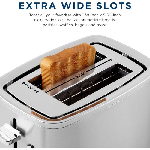  [아마존베스트]GE 2-Slice Toaster, Easy-to Use Toaster with Pre-Set Controls for 7 Shade Settings, Bagels & Frozen Items, Stainless Steel, G9TMA2SSPSS
