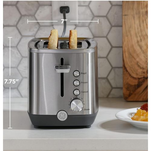  [아마존베스트]GE 2-Slice Toaster, Easy-to Use Toaster with Pre-Set Controls for 7 Shade Settings, Bagels & Frozen Items, Stainless Steel, G9TMA2SSPSS