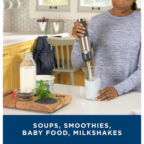  GE Immersion Blender Handheld Blender for Shakes, Smoothies, Baby Food, Soups & More 2-Speed Functionality Easy Clean Kitchen Essentials 500 Watts Stainless Steel