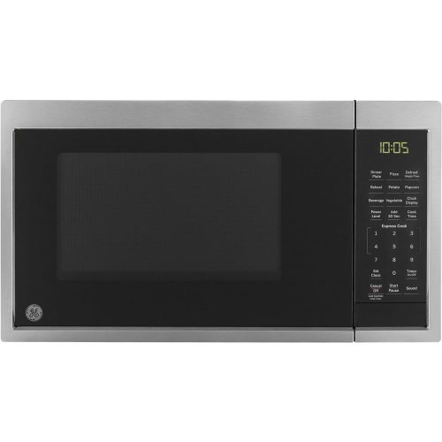  GE Countertop Microwave Oven 0.9 Cubic Feet Capacity, 900 Watts Kitchen Essentials for the Countertop or Dorm Room Stainless Steel