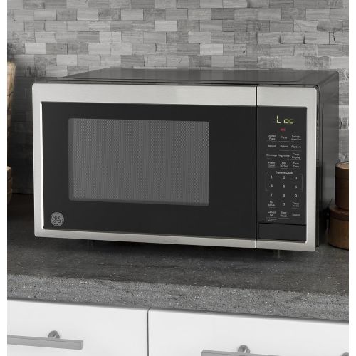  GE Countertop Microwave Oven 0.9 Cubic Feet Capacity, 900 Watts Kitchen Essentials for the Countertop or Dorm Room Stainless Steel