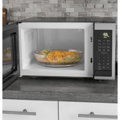  GE Countertop Microwave Oven 0.9 Cubic Feet Capacity, 900 Watts Kitchen Essentials for the Countertop or Dorm Room Stainless Steel