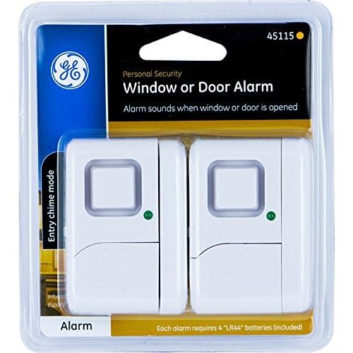  [아마존베스트]GE 45115 Personal Security Window/Door, 2-Pack, DIY Protection, Burglar Alert, Wireless Chime/Alarm, Easy Installation, Ideal for Home, Garage, Apartment, Dorm, RV and Office, Whit