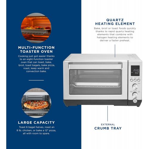  [아마존베스트]GE Quartz Convection Toaster Oven, Large Capacity Fits 9x13 Baking Pan, Rapid Quartz Heating Element, 7 Cook Modes of Toast, Bake, Broil, Bagel, Pizza, Roast & Keep Warm, Stainless