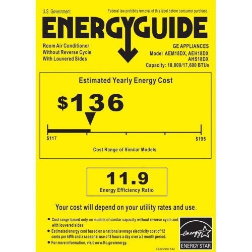  GE AEM18DX 24 Window Air Conditioner with 18000 Cooling BTU, Energy Star Qualified in Light Cool Gray