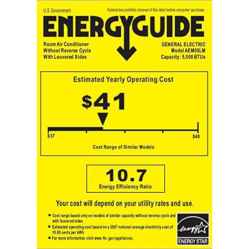  GE AEM05LX 19 Window Air Conditioner with 5200 Cooling BTU, Energy Star Qualified in Light Cool Gray