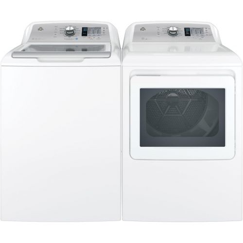  GE Products GE White Top Load Laundry Pair with GTW685BSLWS 27 Washer and GTD65EBSJWS 27 Electric Dryer