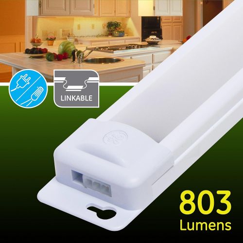  GE Premium Slim LED Light Bar, 24 Inch Under Cabinet Fixture, Plug-In, Convertible to Direct Wire, Linkable, 803 Lumens, 3000K Soft Warm White, High/Off /Low, Easy to Install, 3884