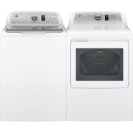 GE White Top Load Laundry Pair with GTW680BSJWS 27 Washer and GTD65EBSJWS 27 Electric Dryer