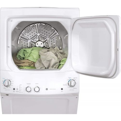  GE GUD27ESSMWW Unitized Spacemaker 3.8 Washer with Stainless Steel Basket and 5.9 Cu. Ft. Capacity Electric Dryer, White