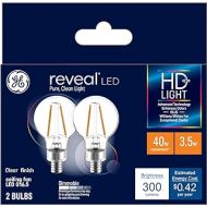 GE Lighting GE Reveal LED HD+ Ceiling Fan Light Bulbs, 3.5 Watt (40 Watt Equivalent) Clear Finish, Globe Style, Candelabra Base, Dimmable (2 Pack)