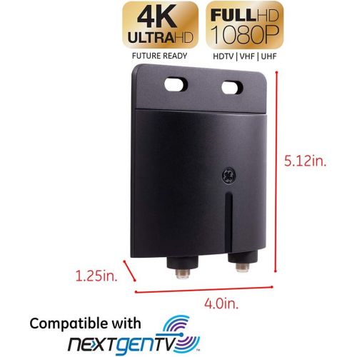  [아마존베스트]GE Outdoor TV Antenna Amplifier Low Noise Antenna Signal Booster Clears Up Pixelated Low-Strength Channels HD TV Digital VHF UHF Mounting Hardware Included Coax Connections Black 4