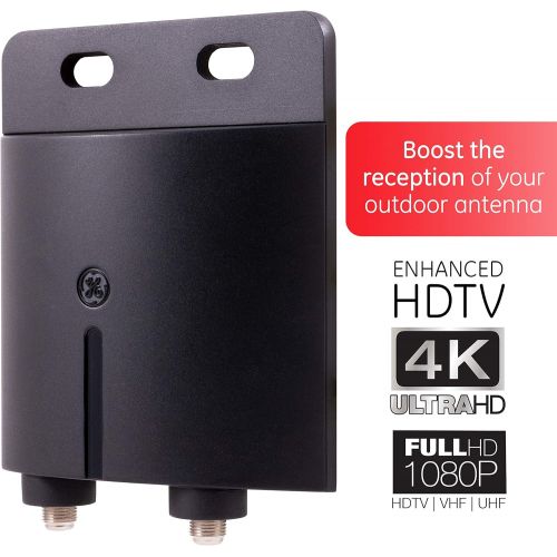  [아마존베스트]GE Outdoor TV Antenna Amplifier Low Noise Antenna Signal Booster Clears Up Pixelated Low-Strength Channels HD TV Digital VHF UHF Mounting Hardware Included Coax Connections Black 4