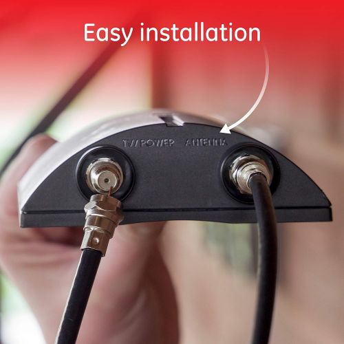  [아마존베스트]GE Outdoor TV Antenna Amplifier Low Noise Antenna Signal Booster Clears Up Pixelated Low-Strength Channels HD TV Digital VHF UHF Mounting Hardware Included Coax Connections Black 4