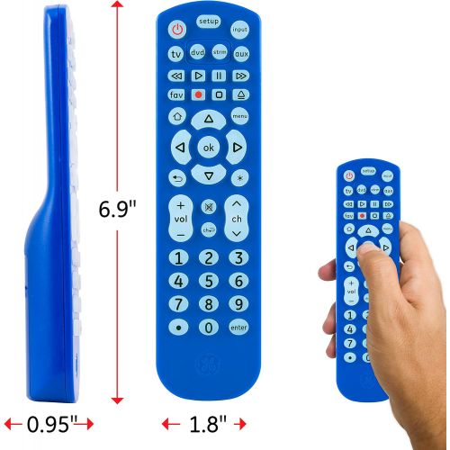  [아마존베스트]GE Backlit Universal Remote Control for Samsung, Vizio, LG, Sony, Sharp, Roku, Apple TV, RCA, Panasonic, Smart TV, Streaming Players, Blu-Ray, DVD, 4-Device, Blue, 45764