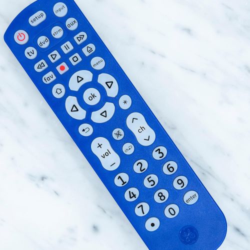  [아마존베스트]GE Backlit Universal Remote Control for Samsung, Vizio, LG, Sony, Sharp, Roku, Apple TV, RCA, Panasonic, Smart TV, Streaming Players, Blu-Ray, DVD, 4-Device, Blue, 45764