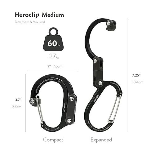  GEAR AID HEROCLIP Carabiner Clip and Hook (Medium) for Camping, Backpack, and Garage, Forest Green