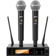 GEARDON Wireless Microphone System for Karaoke Singing, Hand-held Cordless Dynamic Mic with Professional Receiver for Audio Mixer/DJ Equipment/Party Speaker/Pa System/Amplifier, Music Gift