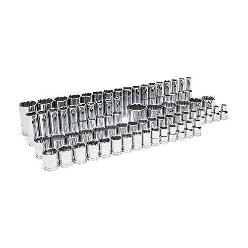  GEARWRENCH 67 Piece 1/2” Drive Master Metric Chrome Socket Set in Foam Storage Tray - GWMSSKT12MM