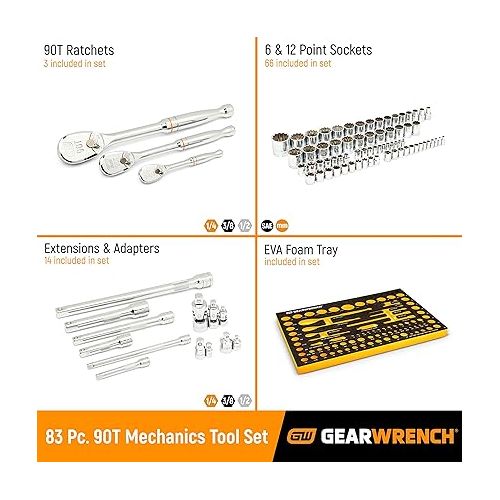  GEARWRENCH 83 Pc. 1/4, 3/8