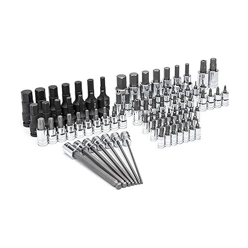  GEARWRENCH 88 Piece 1/4”, 3/8”, 1/2” Drive SAE Bit Socket Set in Foam Storage Tray - GWMSBSKCBSAE