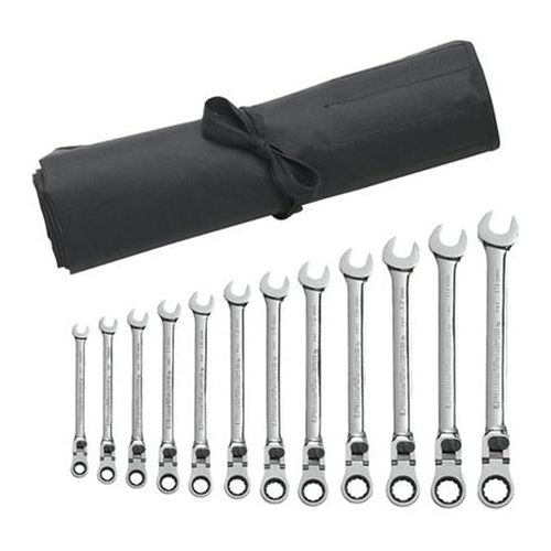  GearWrench 85698R 12 Piece XL Locking Flex-Head Ratcheting Combination Wrench Set, Metric - Wrench Roll