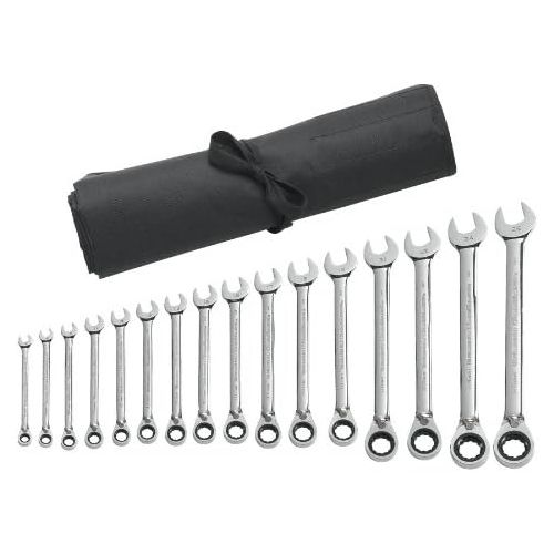  Apex Tool Group GearWrench 9602R 16 Piece Reversible Combination Ratcheting Wrench Set Metric - Wrench Roll