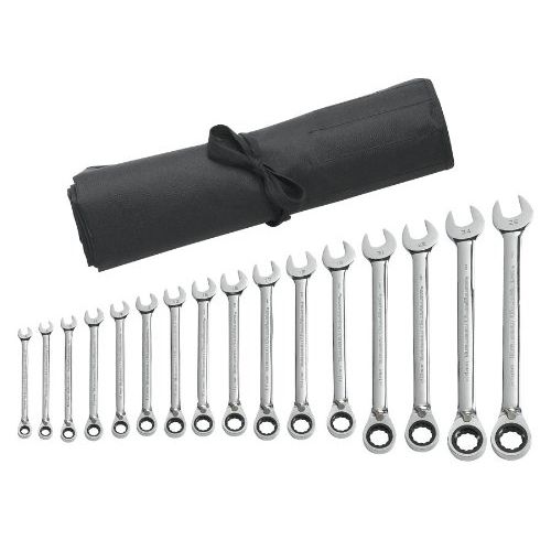  Apex Tool Group GearWrench 9602R 16 Piece Reversible Combination Ratcheting Wrench Set Metric - Wrench Roll