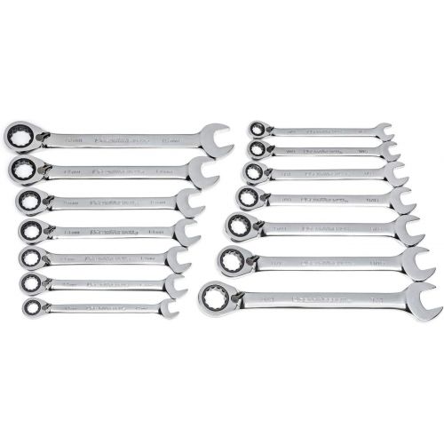  Apex Tool Group GearWrench 9602R 16 Piece Reversible Combination Ratcheting Wrench Set Metric - Wrench Roll