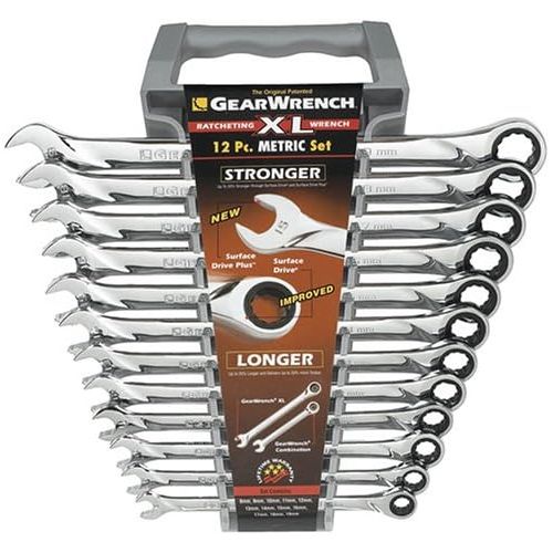  Apex Tool Group GearWrench 85098 12 Piece Metric XL Ratcheting Combination Wrench Set