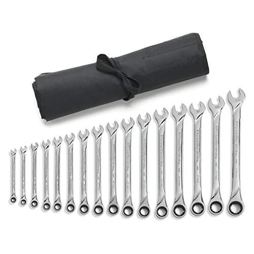  Apex Tool Group GearWrench 85099R 16 Piece XL Ratcheting Combination Wrench Set, Metric - Wrench Roll