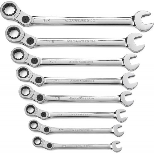  Apex Tool Group GearWrench 85498 8-Piece SAE Indexing Combination Wrench Set