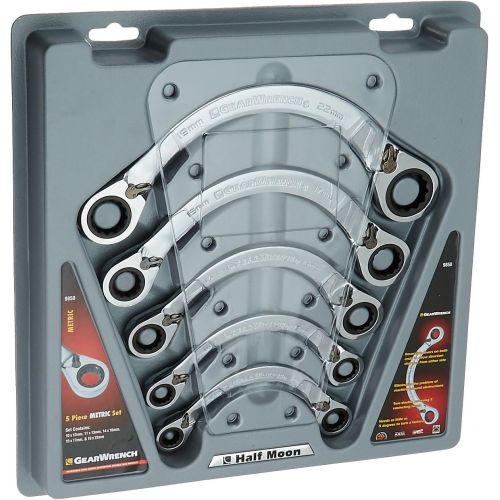  Apex Tool Group GearWrench 9850 5 Piece Metric Half Moon Double Box Ratcheting Wrench Set