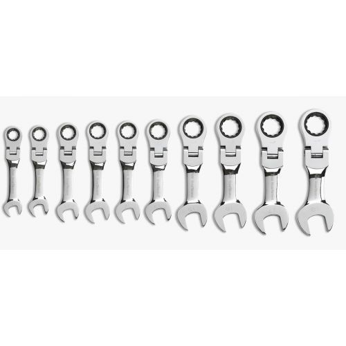  Apex Tool Group GearWrench 9550 10 Piece Metric Stubby Flex-Head Combination Ratcheting Wrench Set