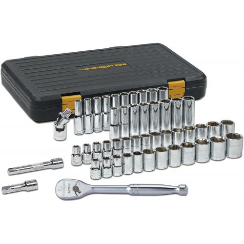  Apex Tool Group GearWrench 80700P 12-Inch Drive with SAEMetric 6 Point Standard and Deep Socket Set, 49-Piece