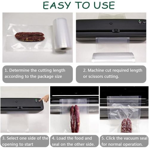  GECHSAN Vacuum Sealer Bag Rolls-5 Pack(6 x 20 /8 x 20/11 x 20) Heavy Duty Vacuum Food Storage Saver for Vac Storage and Sous Vide Cooking,Work with Foodsaver Vaccum Sealer(Fits Inside Mach